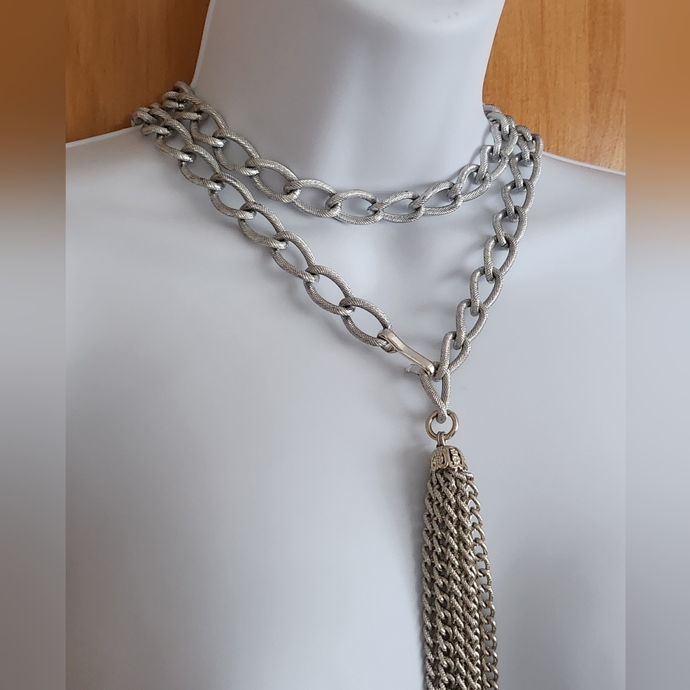 Belt or Necklace Silver Tone Metal Chain - Picture 2 of 12